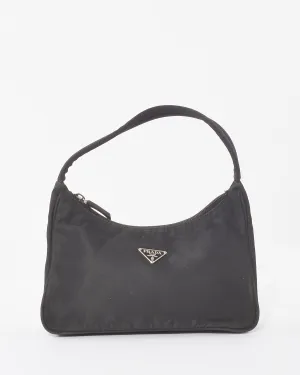 Prada Vintage Black Nylon Tessuto Mini Hobo Bag