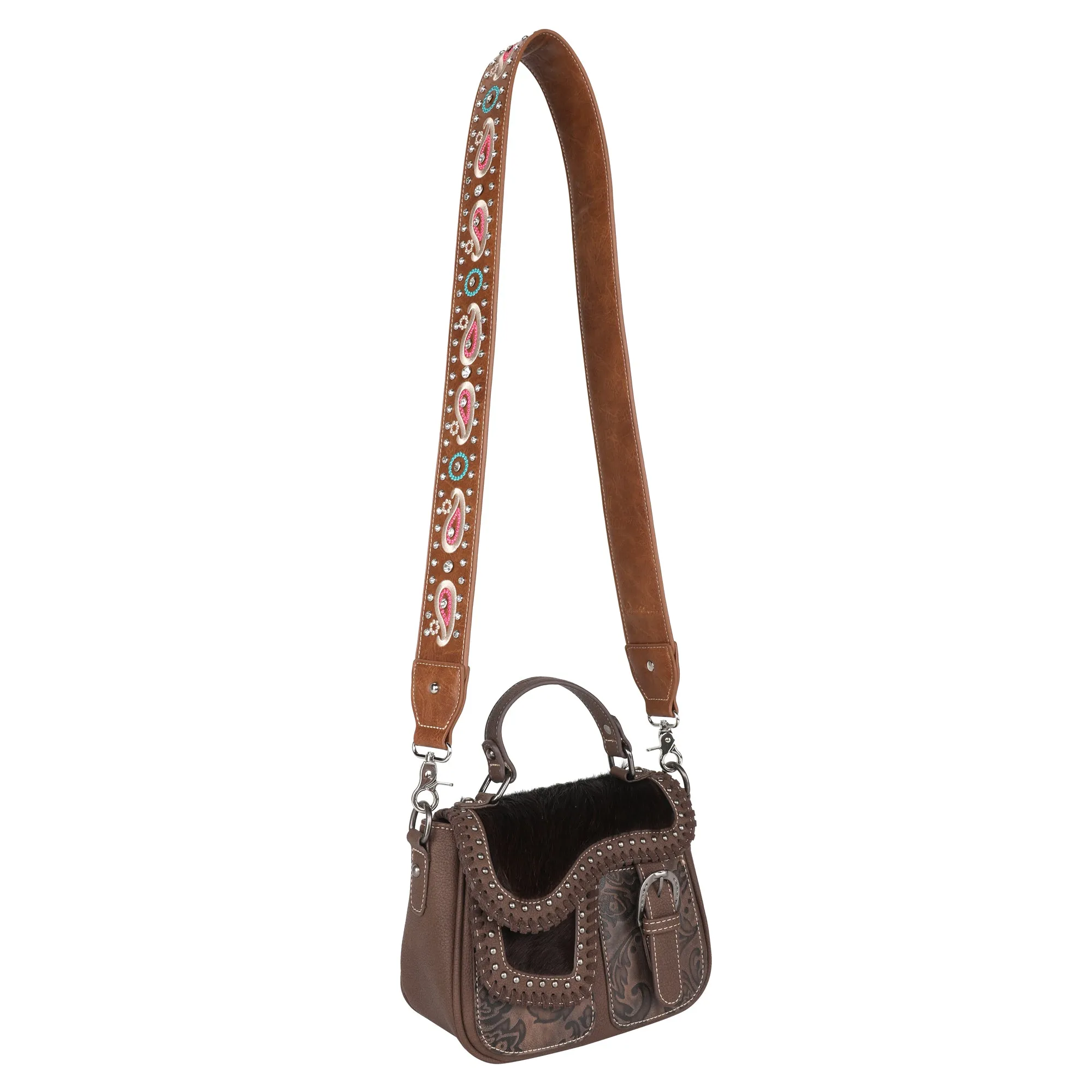 PST-1014  Montana West Western Guitar Style Paisley Crossbody Strap