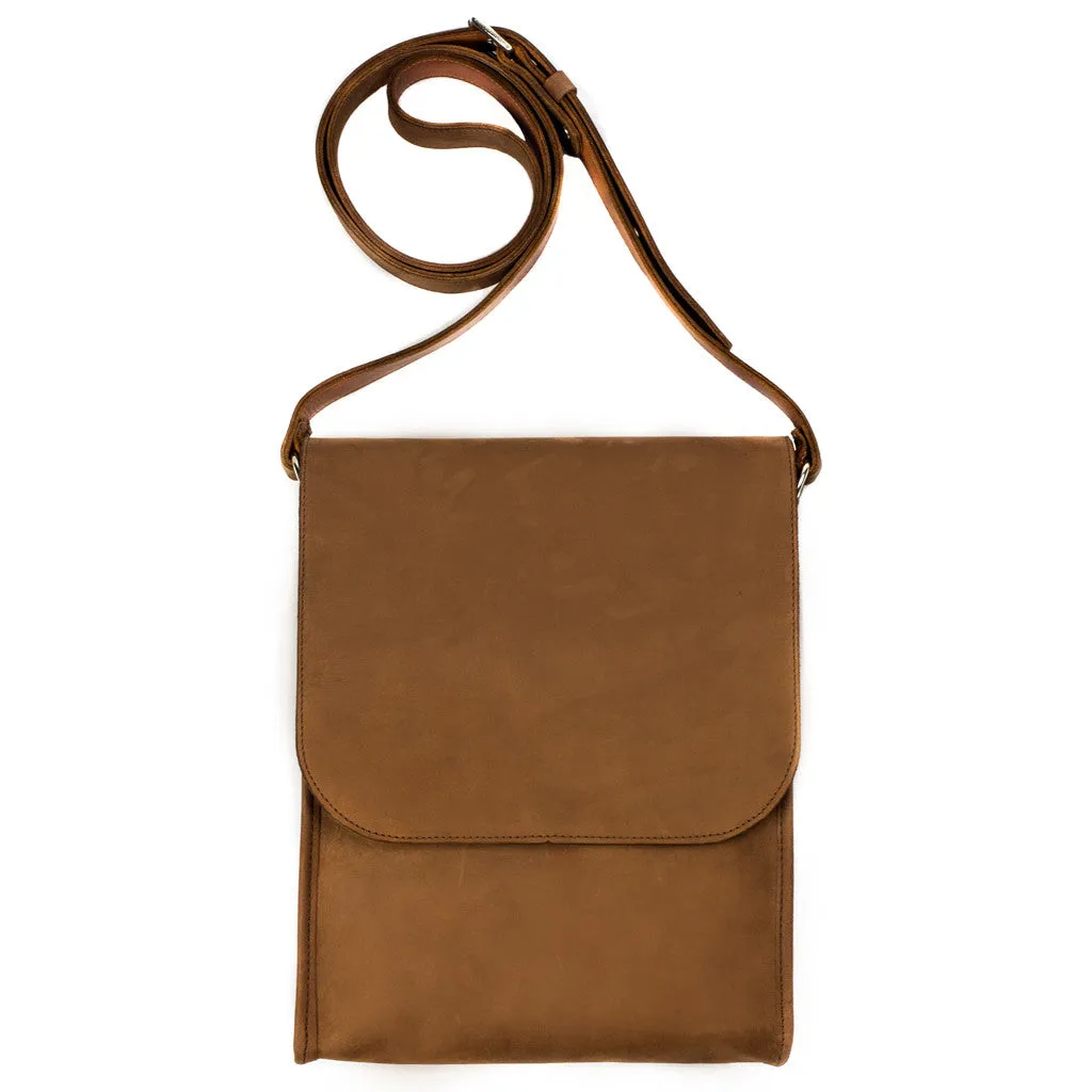 PU635  Crossbody Messenger Bag- Brown