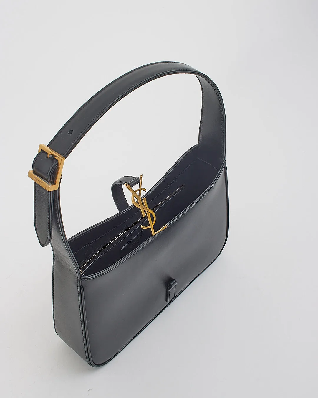 Saint Laurent Black Smooth Leather Le 5 à 7 Hobo Shoulder Bag