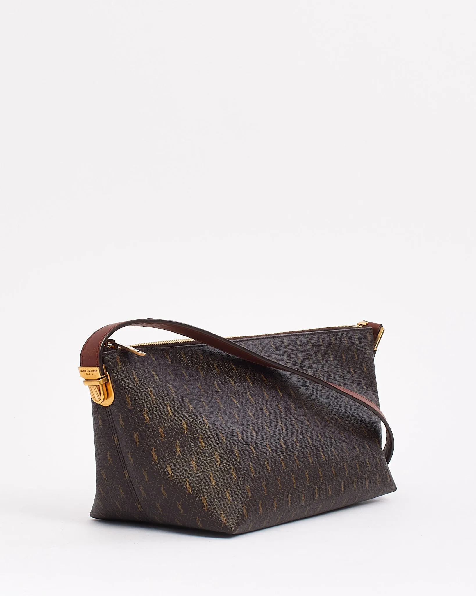 Saint Laurent Brown Canvas "Le Monogram" Shoulder Bag