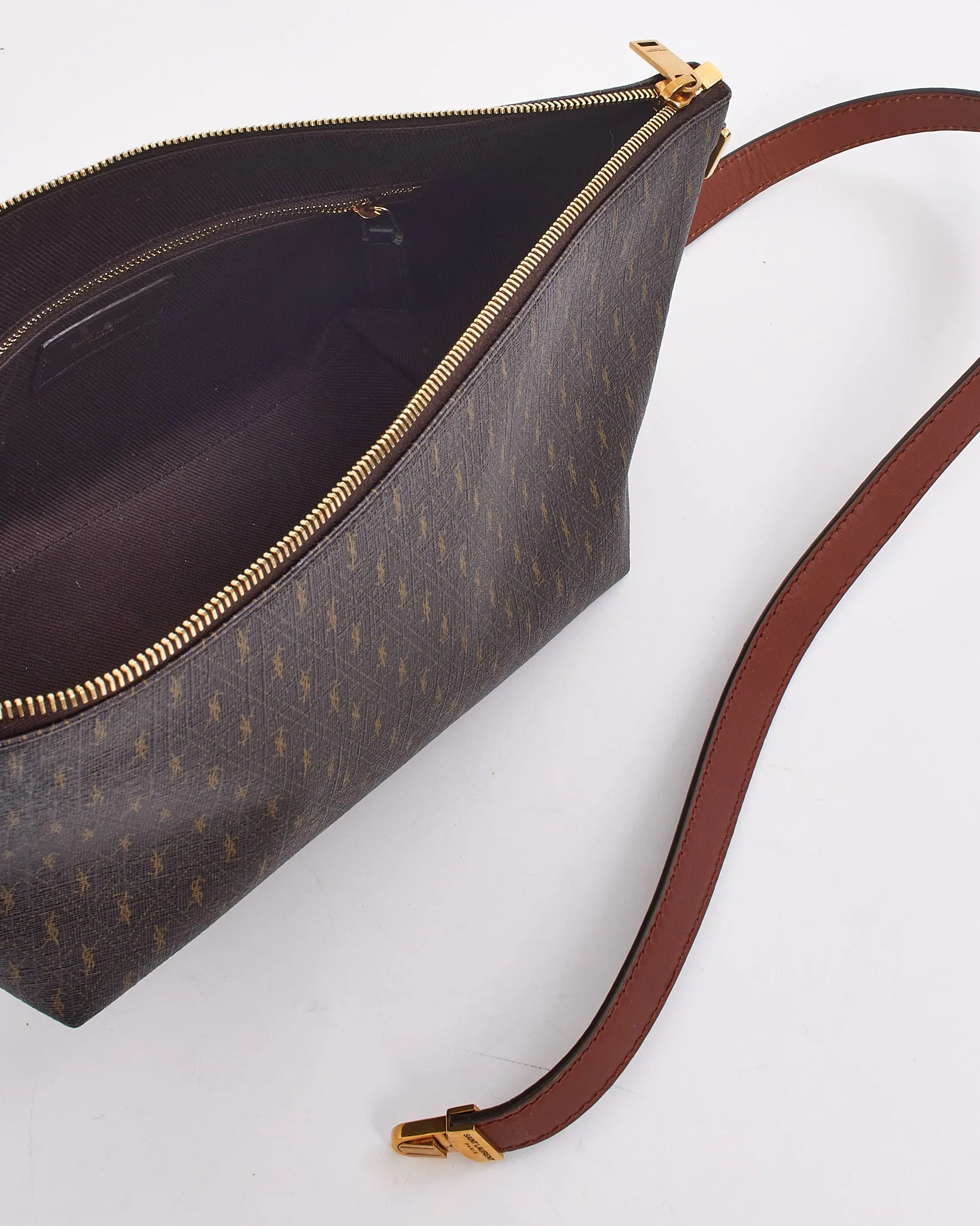 Saint Laurent Brown Canvas "Le Monogram" Shoulder Bag