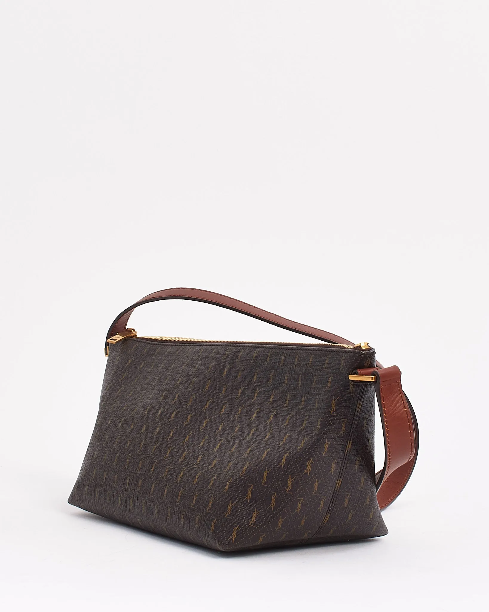 Saint Laurent Brown Canvas "Le Monogram" Shoulder Bag