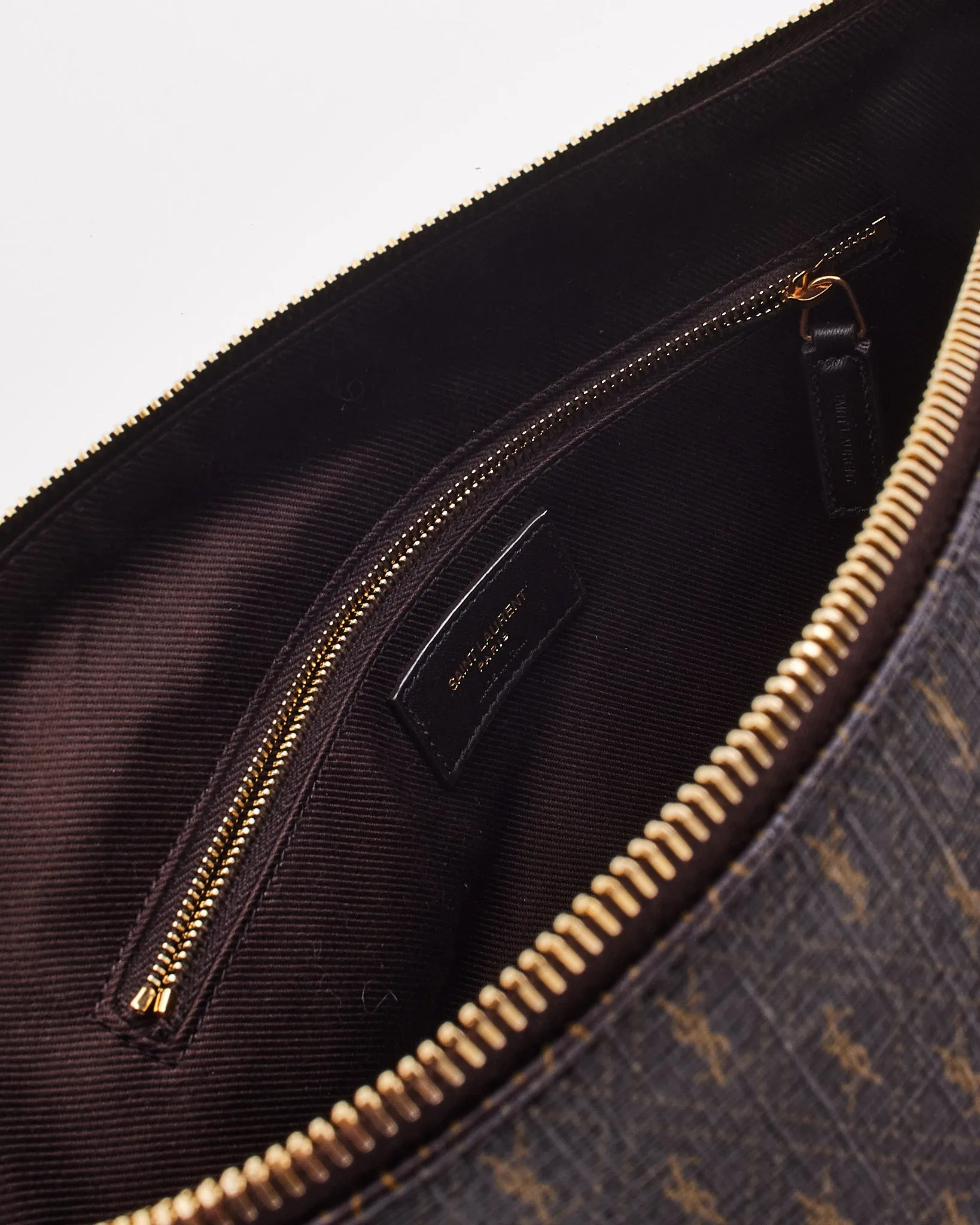 Saint Laurent Brown Canvas "Le Monogram" Shoulder Bag