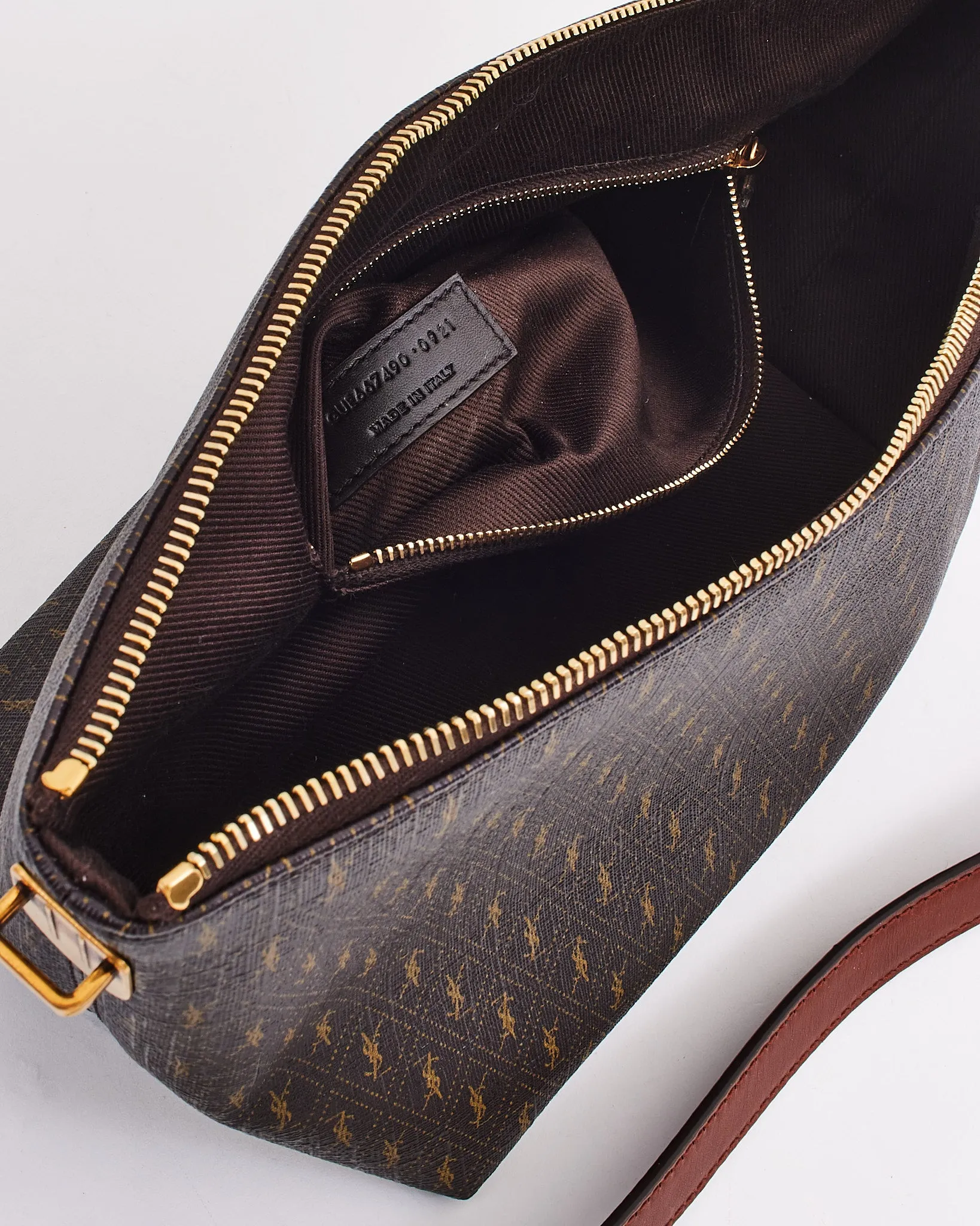 Saint Laurent Brown Canvas "Le Monogram" Shoulder Bag