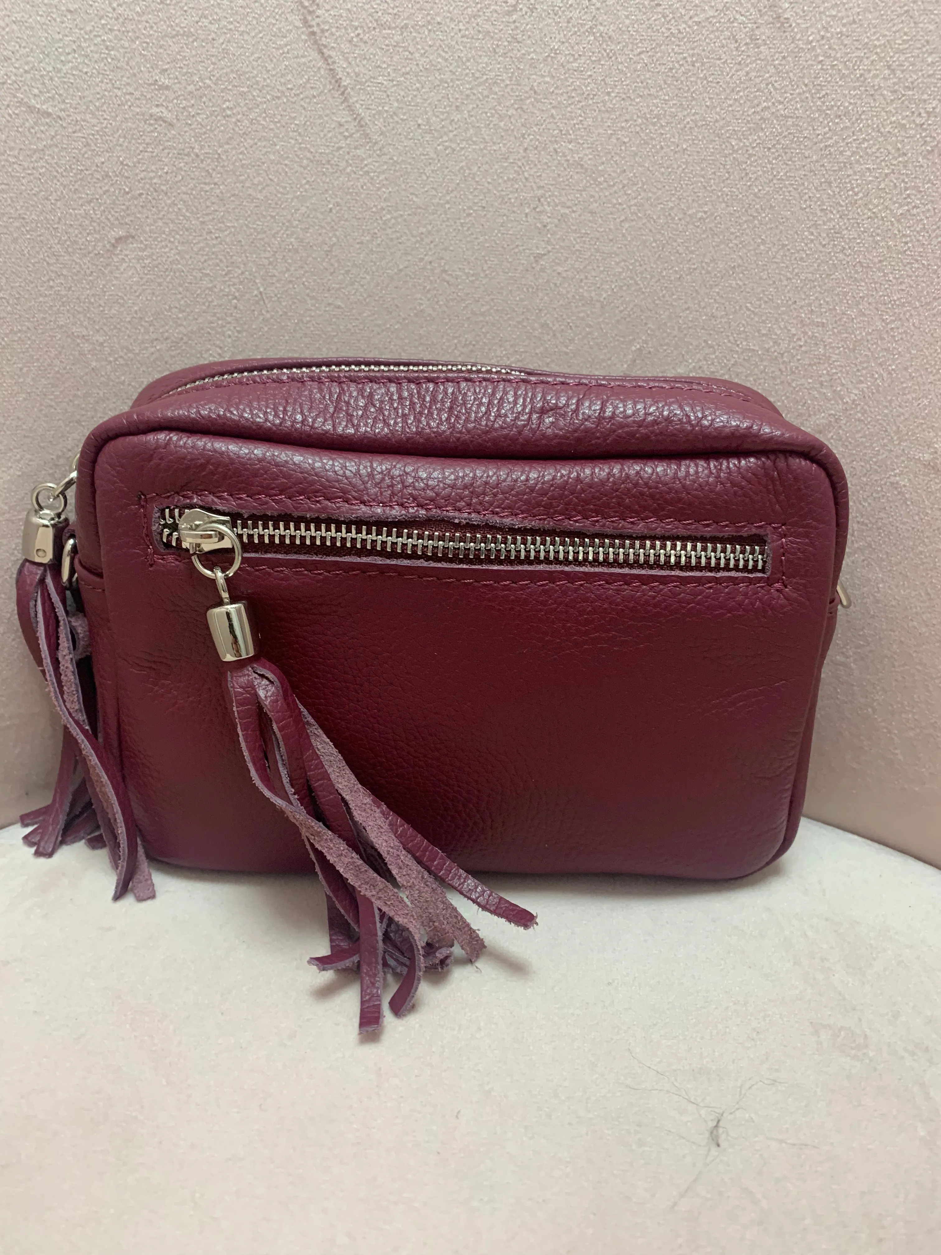 Smaller Burgundy Leather Camera Bag