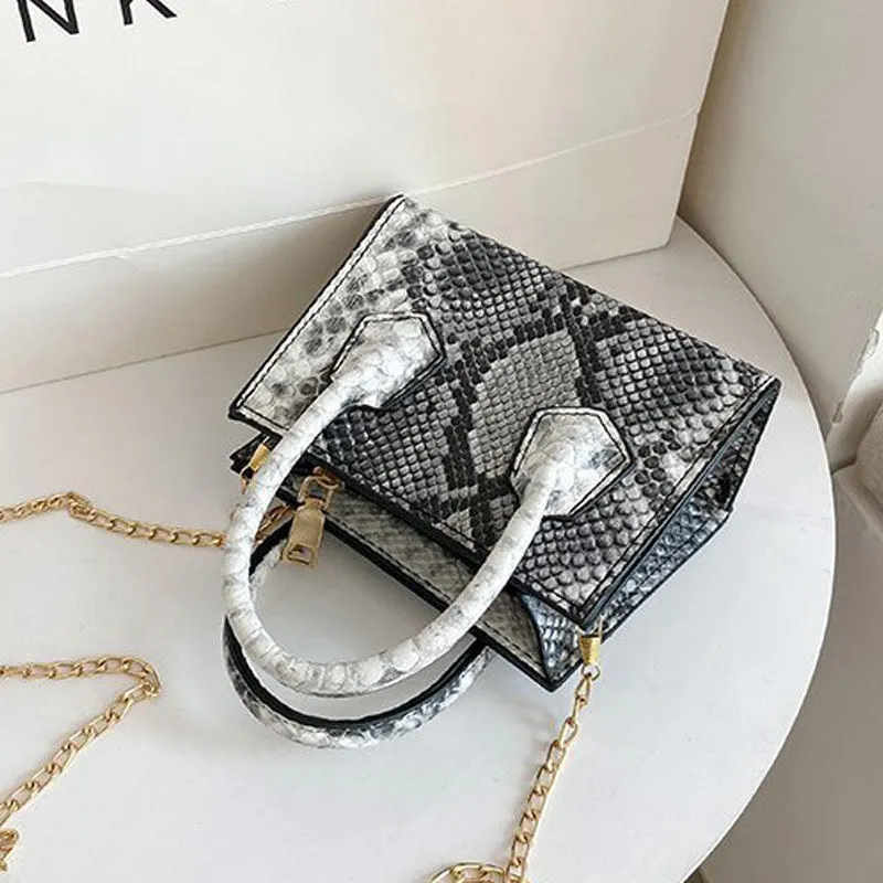 Snakeskin Pattern Chains Mini Bag