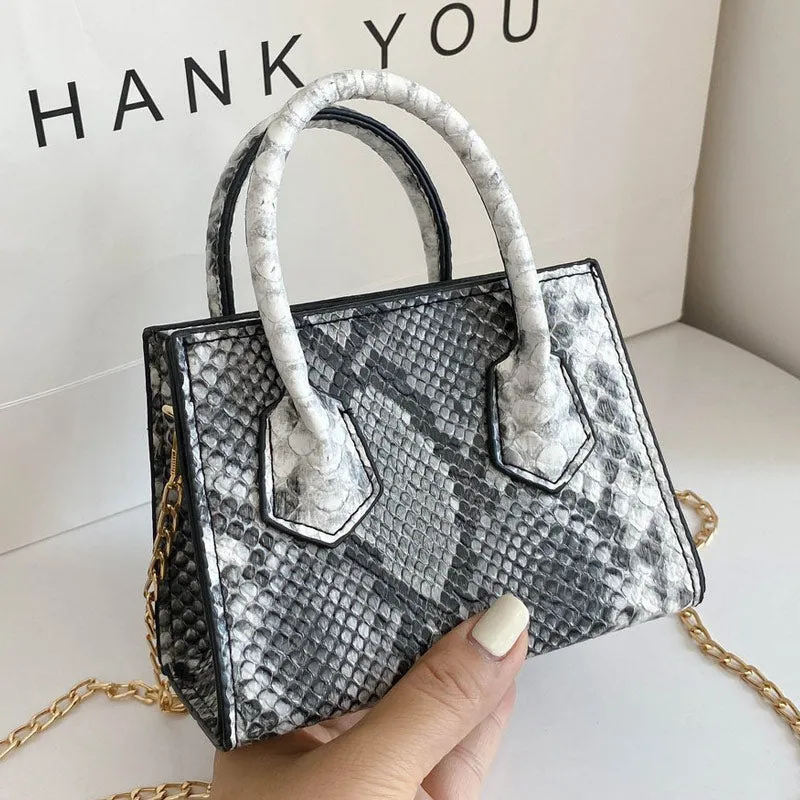 Snakeskin Pattern Chains Mini Bag