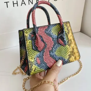 Snakeskin Pattern Chains Mini Bag