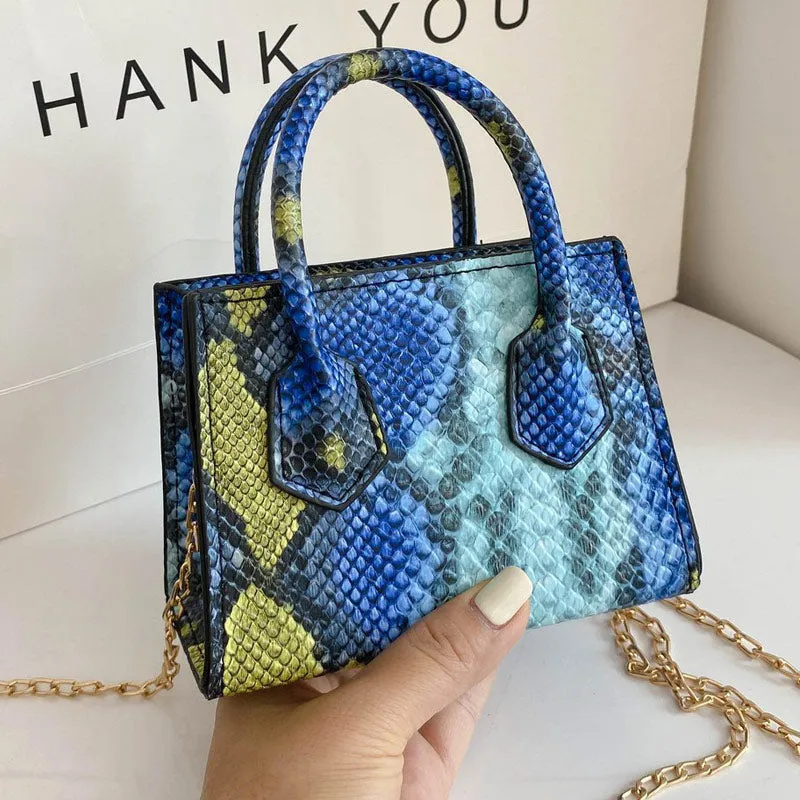 Snakeskin Pattern Chains Mini Bag