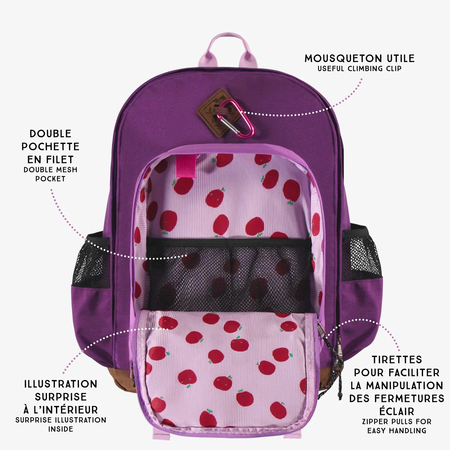 Souris Mini Colour-Block 16L School Bag -16L - Purple