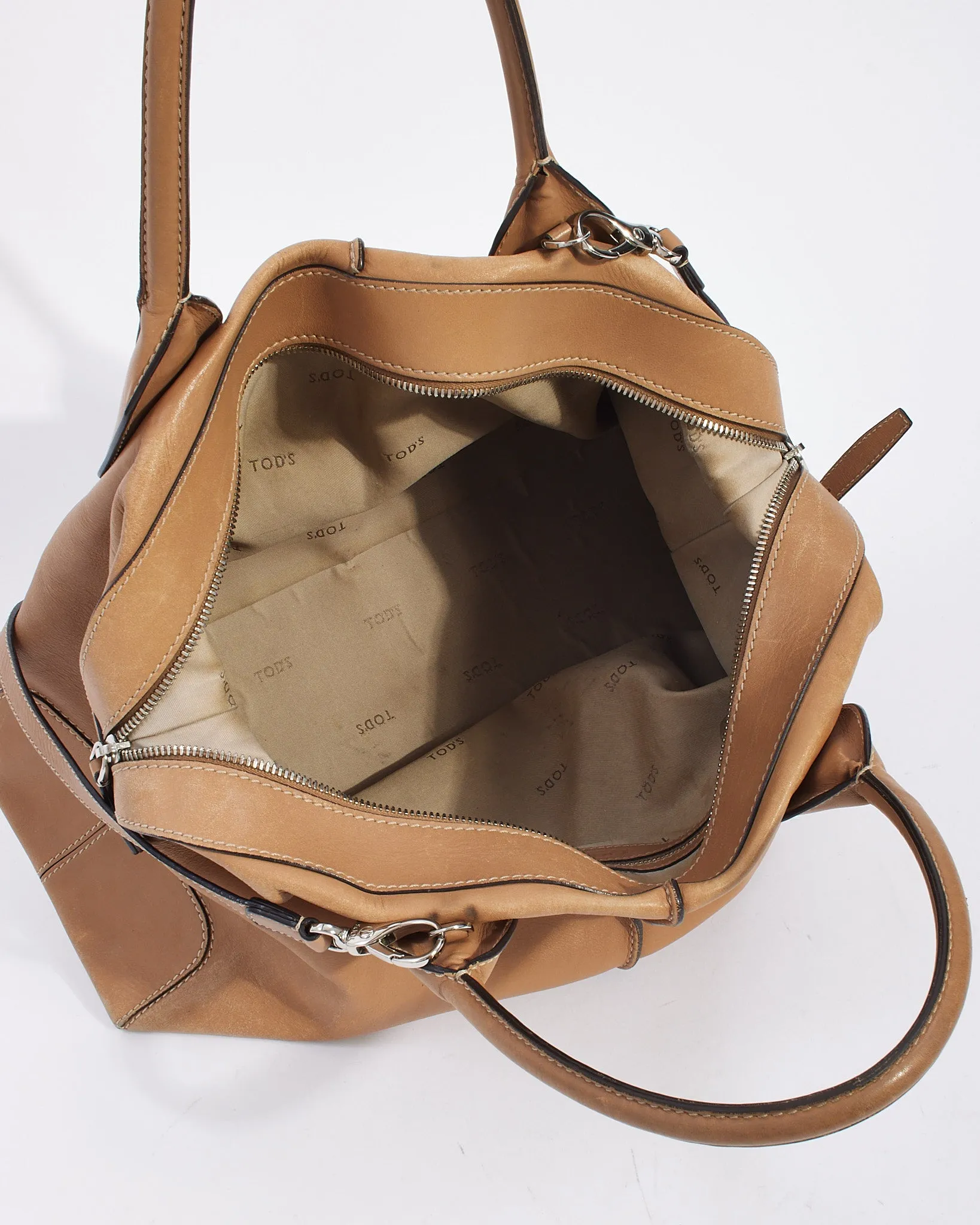 Tod's Beige Leather Medium D-Styling Convertible Tote