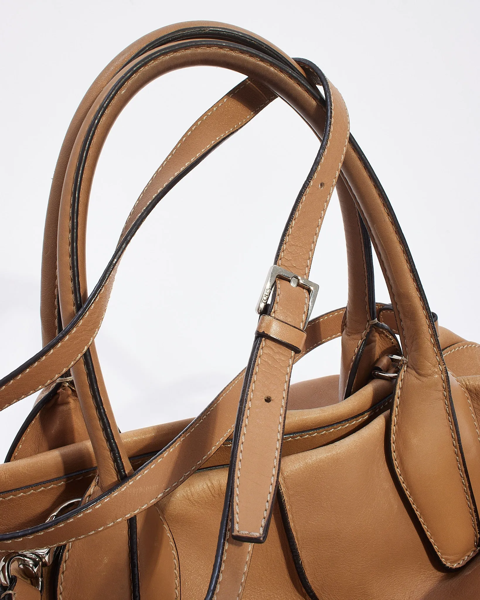 Tod's Beige Leather Medium D-Styling Convertible Tote