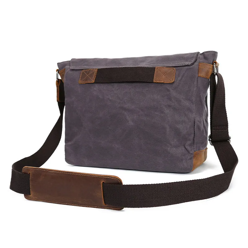 Waxed Canvas Crossbody Bag Canvas Messenger Bag Canvas Shoulder Bag Canvas Leather Satchel For Men