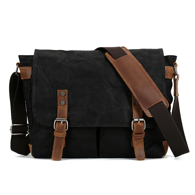 Waxed Canvas Crossbody Bag Canvas Messenger Bag Canvas Shoulder Bag Canvas Leather Satchel For Men