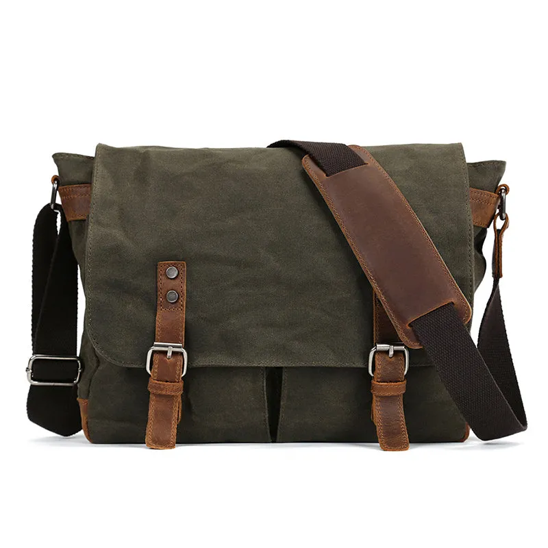 Waxed Canvas Crossbody Bag Canvas Messenger Bag Canvas Shoulder Bag Canvas Leather Satchel For Men