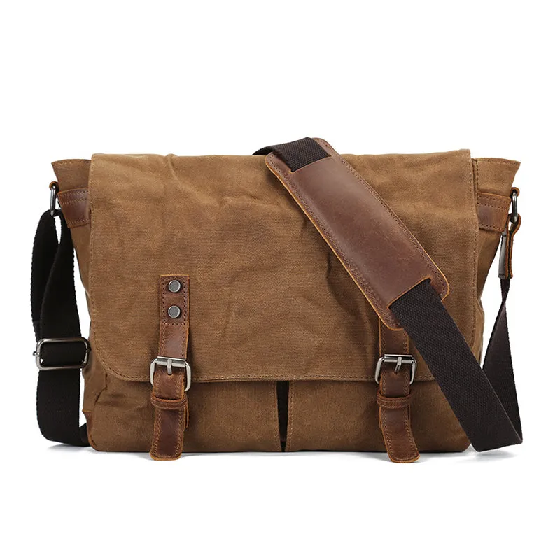 Waxed Canvas Crossbody Bag Canvas Messenger Bag Canvas Shoulder Bag Canvas Leather Satchel For Men