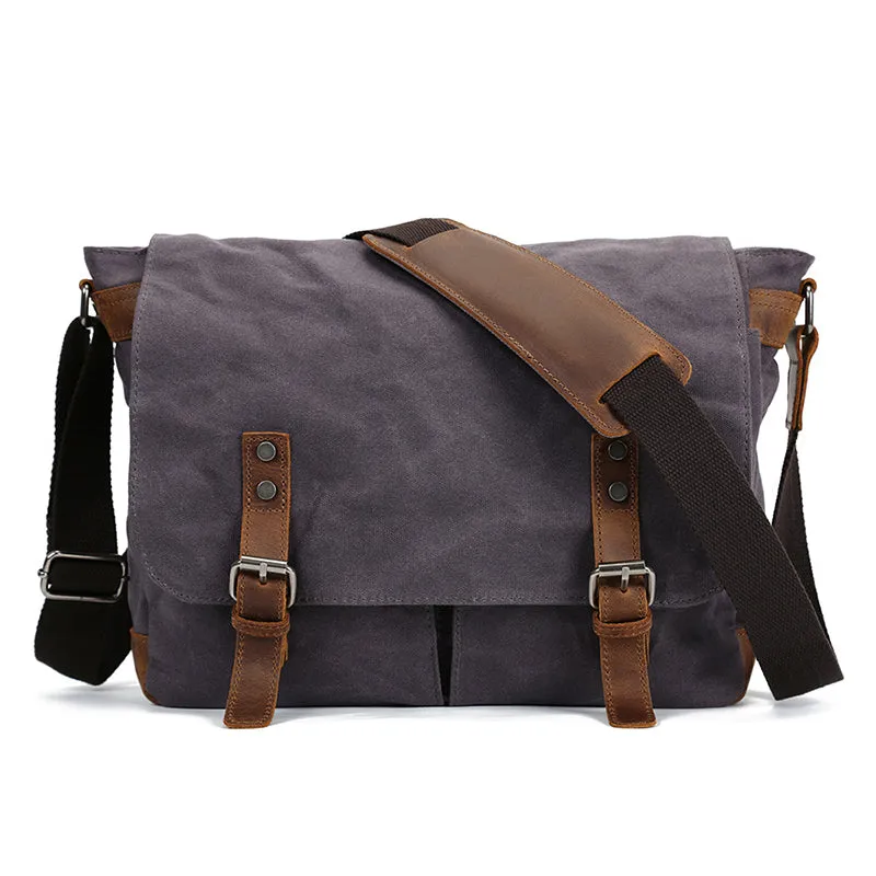 Waxed Canvas Crossbody Bag Canvas Messenger Bag Canvas Shoulder Bag Canvas Leather Satchel For Men