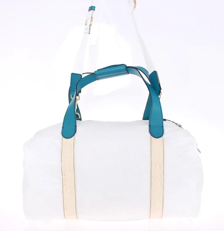 White nylon unisex travel bag