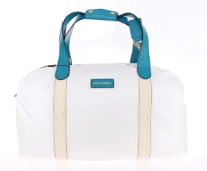 White nylon unisex travel bag