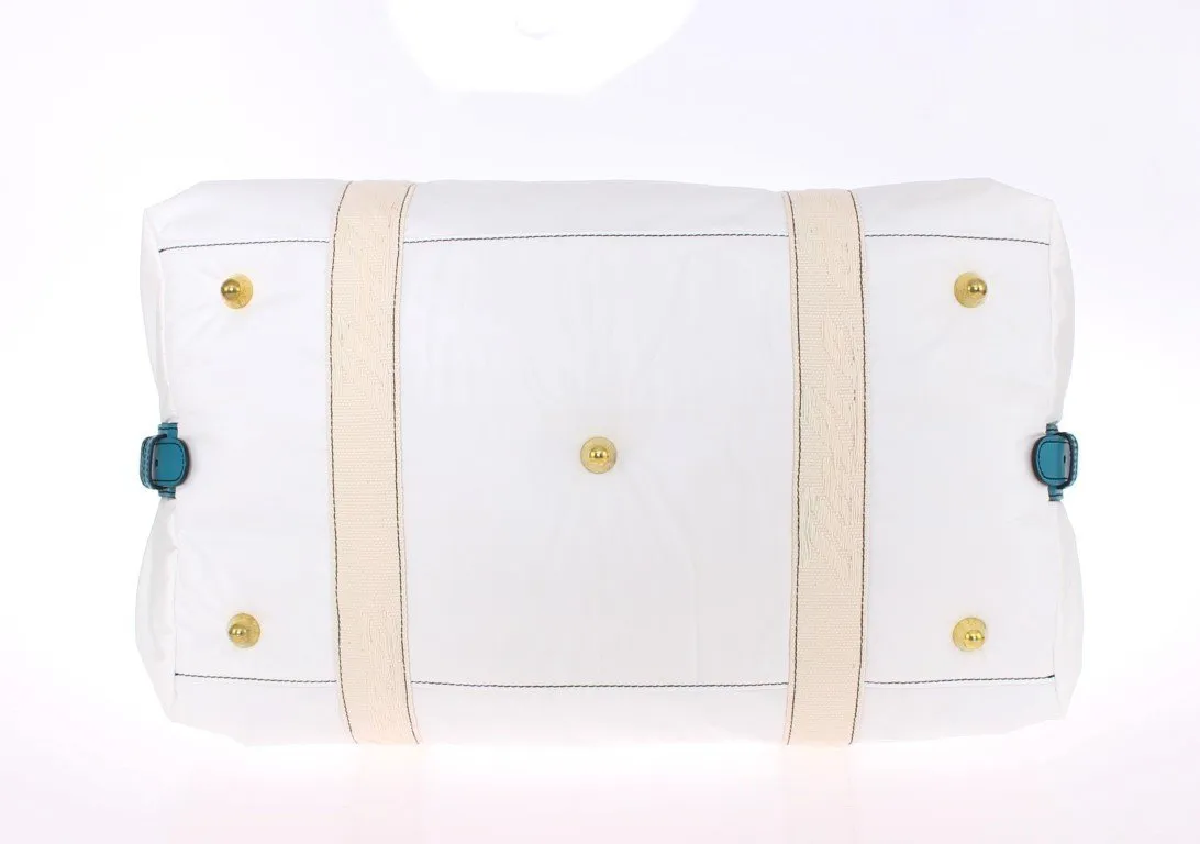 White nylon unisex travel bag