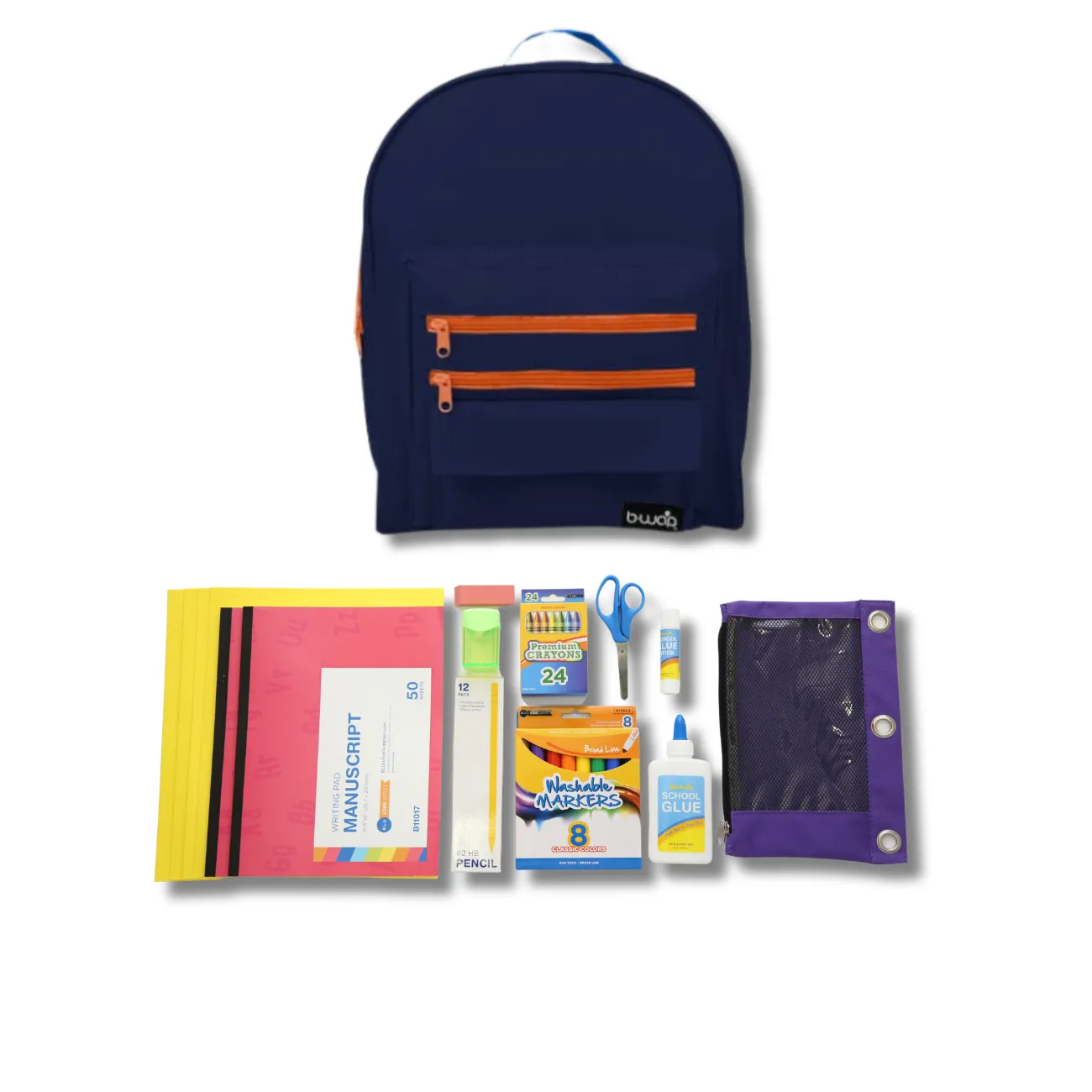 Wholesale PreK - Kindergarten Essentials Kit (49 Items per Kit) in 16" Classic Backpack