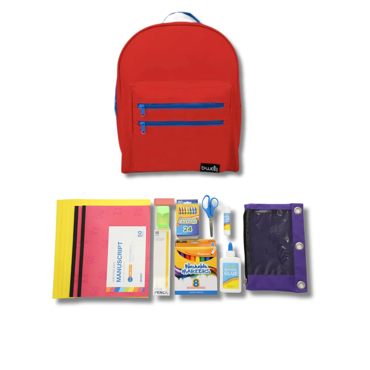 Wholesale PreK - Kindergarten Essentials Kit (49 Items per Kit) in 16" Classic Backpack