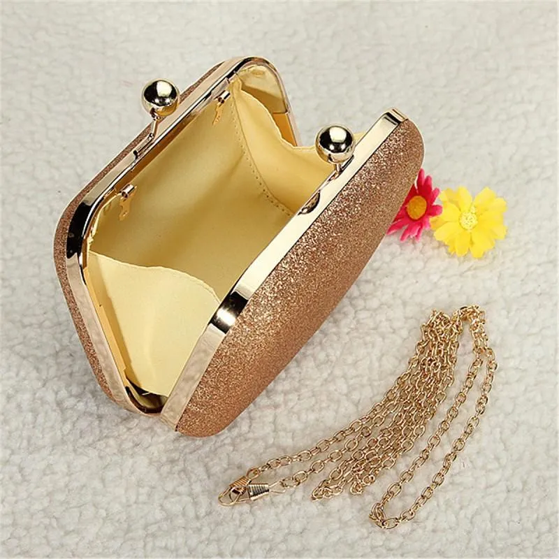 Women's Elegant Glitter Chain Gold Case Box